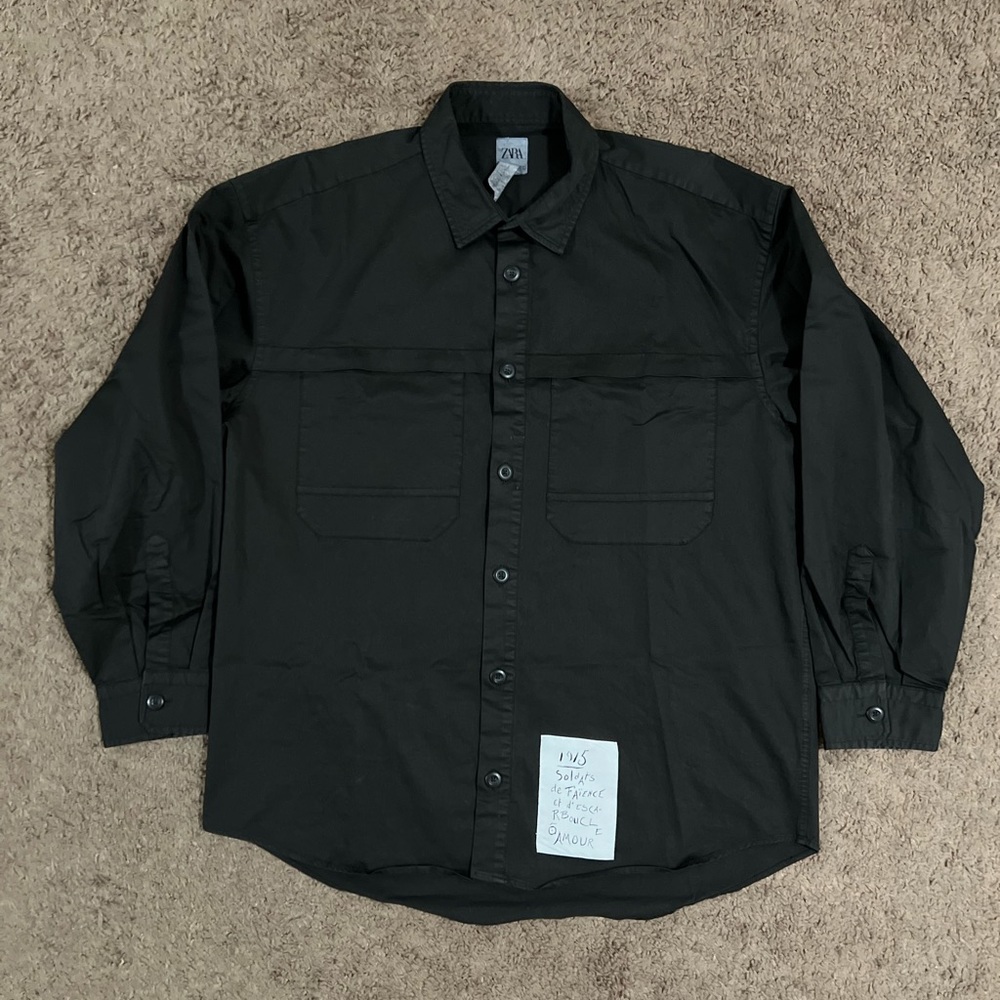 Zara Men’s Black Button Down Shirt SZ XL